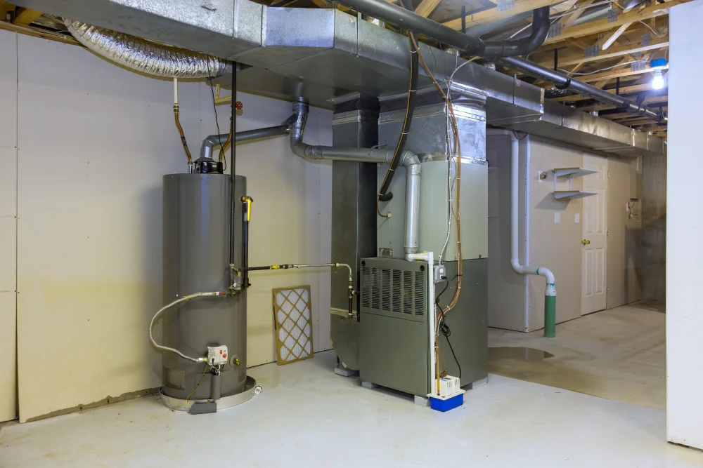 Installation of gas water boiler tank in house was carried out during construction